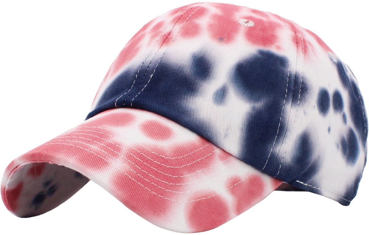 Tiedye Red Navy Blue Low Profile Baseball Caps Front Side View